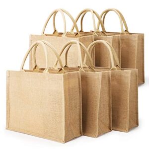 Segarty Tote Bags, 6 Pack Small Burlap Jute Reusable Canvas Gift Favors Bag with handles Blank Totes Bulk for Bridesmaid Wedding, Women Market Grocery Shopping, Bachelorette Party, Beach Trip, DIY