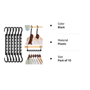 Smartor Hangers Space Saving - Plastic, 10 Pack Magic Hangers, Closet Organizers and Storage for Clothes Organizer, Hanger Organizer, Closet Hangers, Space Saver Hangers as Dorm Essentials(Black)