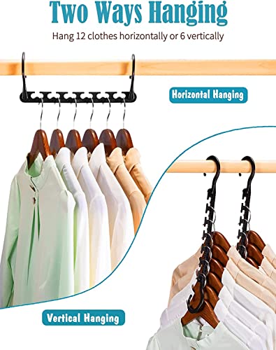 Smartor Hangers Space Saving - Plastic, 10 Pack Magic Hangers, Closet Organizers and Storage for Clothes Organizer, Hanger Organizer, Closet Hangers, Space Saver Hangers as Dorm Essentials(Black)