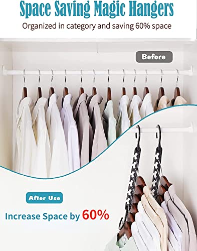 Smartor Hangers Space Saving - Plastic, 10 Pack Magic Hangers, Closet Organizers and Storage for Clothes Organizer, Hanger Organizer, Closet Hangers, Space Saver Hangers as Dorm Essentials(Black)