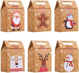 steford christmas kraft paper gift boxes,24pcs christmas candy gift treat bags for xmas party supplies