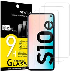 new'c [3 pack] designed for samsung galaxy s10e screen protector tempered glass, case friendly ultra resistant