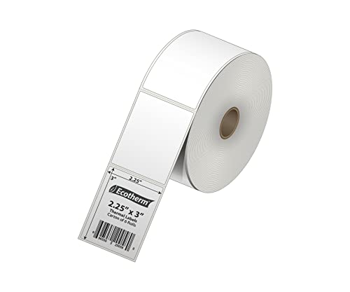 Ecotherm 2.25x3 Thermal Labels - 840 Paper Stickers Per Roll - 6 Rolls - fits Zebra LP2824, LP2844, GC420, GK420, GX430, ZD220, ZD410, ZD420, ZD500, ZD620, ZP-500, GT800 Direct Thermal Printers