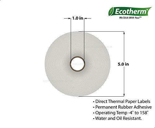 Ecotherm 2.25x3 Thermal Labels - 840 Paper Stickers Per Roll - 6 Rolls - fits Zebra LP2824, LP2844, GC420, GK420, GX430, ZD220, ZD410, ZD420, ZD500, ZD620, ZP-500, GT800 Direct Thermal Printers