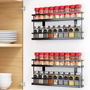 MEIQIHOME 4 Tier Spice Rack Organizer, Spice Shelf Storage Holder for Kitchen Cabinet Pantry Door Wall Mount, Countertop, Black