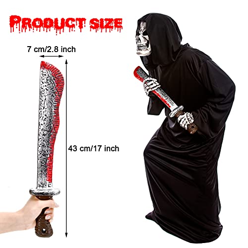 2 Pieces Halloween Butcher Knife Prop Machete Costume Prop Fake Realistic Bleeding Knife Toy for Halloween Party Zombie Costumes and Cosplay (Bloody Machete Style)