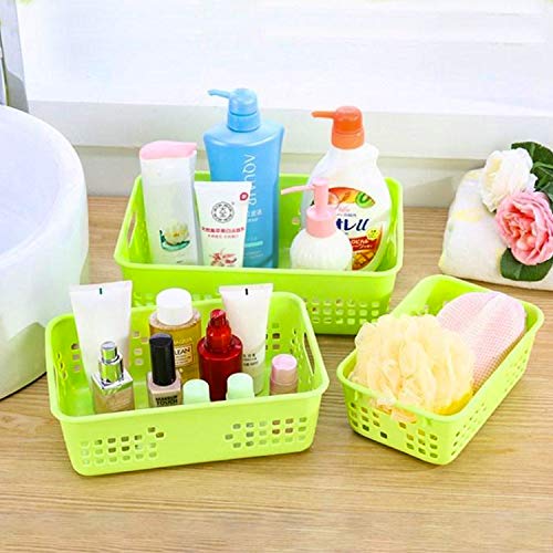 Jucoan 12 Pack Small Plastic Storage Baskets, 8.5 x 5.5 x 3 Inch Colorful Plastic Classroom Organizer Bin Tray, Stackable with Grip Handles for Bathroom, Drawers, Shelves, Closet, Office