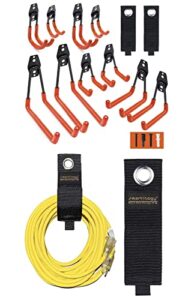 smartology 10 packs heavy-duty garage wall hooks and 11 extension cord storage straps set