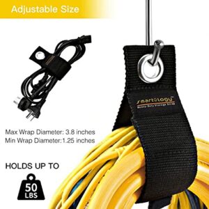 SMARTOLOGY 10 Packs Heavy-Duty Garage Wall Hooks and 11 Extension Cord Storage Straps Set