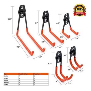 SMARTOLOGY 10 Packs Heavy-Duty Garage Wall Hooks and 11 Extension Cord Storage Straps Set