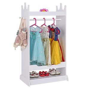 utex kid’s see and store dress-up center, costume closet for kids, open hanging armoire closet,pretend storage closet for kids,costume storage dresser (white)