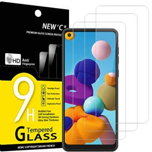 new'c [3 pack] designed for samsung galaxy a21 screen protector tempered glass, case friendly ultra resistant