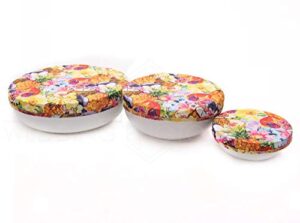 reusable bowl cover – elastic bowl covers set of 3 sizes – stretch bowl covers – reusable food covers – cotton fabric bowl covers with food safe airtight lining – waterproof eco friendly bowl covers