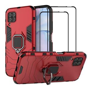 easylifego for huawei p40 lite/huawei nova 7i kickstand case with tempered glass screen protector [2 pieces], hybrid heavy duty armor dual layer anti-scratch case cover, red