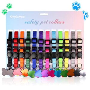 Upgraded Puppy Collars for Litter Puppy ID Collars Whelping Supplies Soft Nylon Breakaway Coloured Collars with 12 ID Tags and 6 Record Keeping Charts(S)