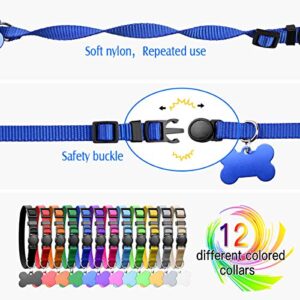 Upgraded Puppy Collars for Litter Puppy ID Collars Whelping Supplies Soft Nylon Breakaway Coloured Collars with 12 ID Tags and 6 Record Keeping Charts(S)