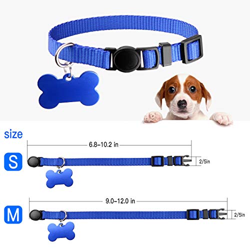 Upgraded Puppy Collars for Litter Puppy ID Collars Whelping Supplies Soft Nylon Breakaway Coloured Collars with 12 ID Tags and 6 Record Keeping Charts(S)