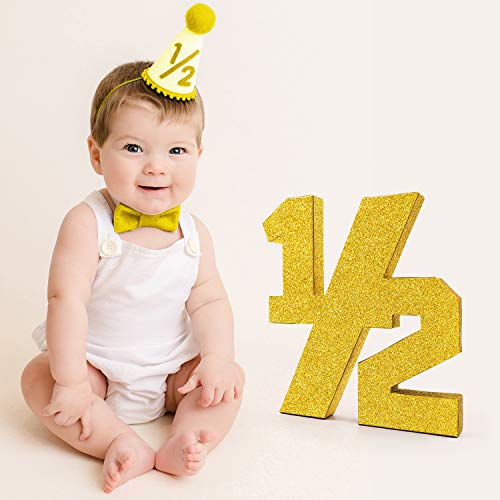 Half Number Sign 1/2 Baby Birthday Party Supplies Glitter Photo Props for 6 Months Birthday Party Decorations Paper Mache Freestanding Decorative Number Set