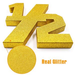 Half Number Sign 1/2 Baby Birthday Party Supplies Glitter Photo Props for 6 Months Birthday Party Decorations Paper Mache Freestanding Decorative Number Set