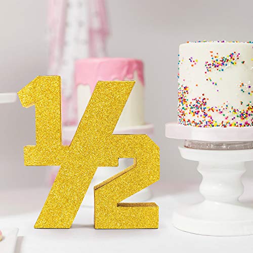 Half Number Sign 1/2 Baby Birthday Party Supplies Glitter Photo Props for 6 Months Birthday Party Decorations Paper Mache Freestanding Decorative Number Set