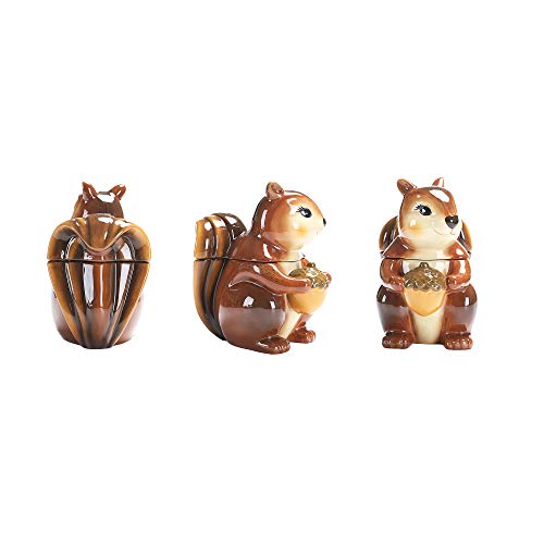 Bico Squirrel 8 inch Air Tight Cookie Jar, Hand Painted Ceramic Container, Dishwasher Safe