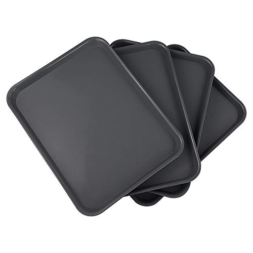 Xowine 4-Pack Plastic Fast Food Tray, Serving Tray, Gray