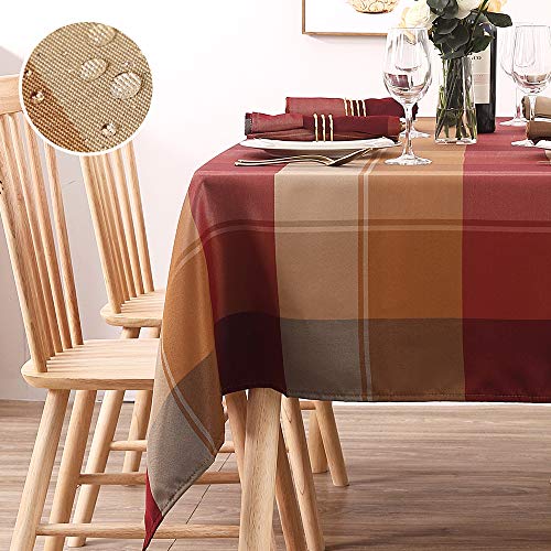 Rectangle Tablecloth, Red Tablecloth for Rectangle Tables 60 x 84 Waterproof Table Cover Spill Proof Wrinkle Resistant Table Protector for Outdoor and Kitchen Dining Room(60"x84",6-8 Seats,Red)-M