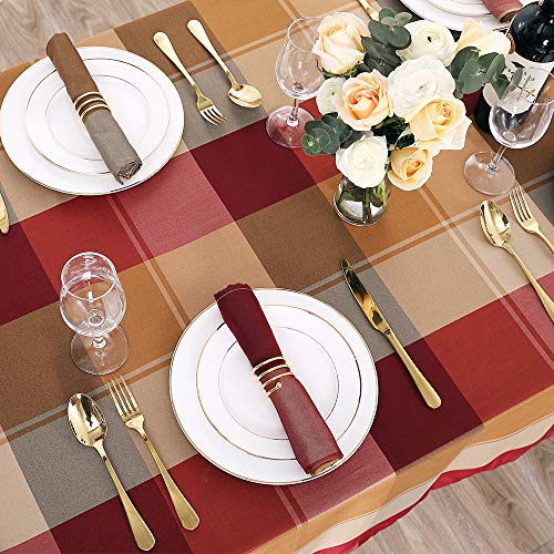 Rectangle Tablecloth, Red Tablecloth for Rectangle Tables 60 x 84 Waterproof Table Cover Spill Proof Wrinkle Resistant Table Protector for Outdoor and Kitchen Dining Room(60"x84",6-8 Seats,Red)-M