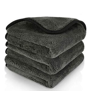 bmlei microfiber car cleaning cloths,1200 gsm ultra thick microfiber towels for cars, soft car drying towel for washing, polishing and auto detailing 16'' x 16'' (3 pack)