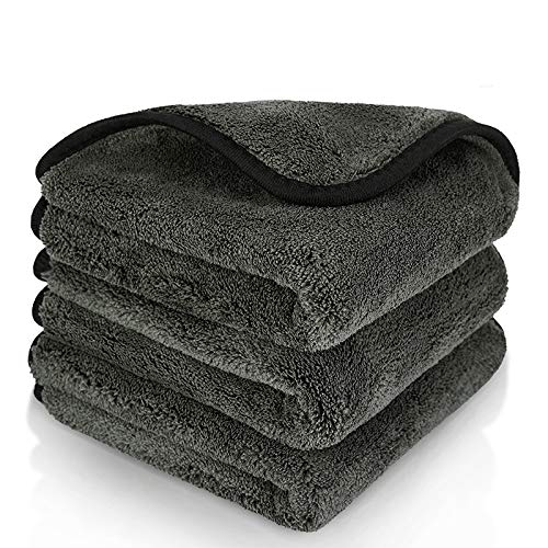 BMLEI Microfiber Car Cleaning Cloths,1200 GSM Ultra Thick Microfiber Towels for Cars, Soft Car Drying Towel for Washing, Polishing and Auto Detailing 16'' x 16'' (3 Pack)