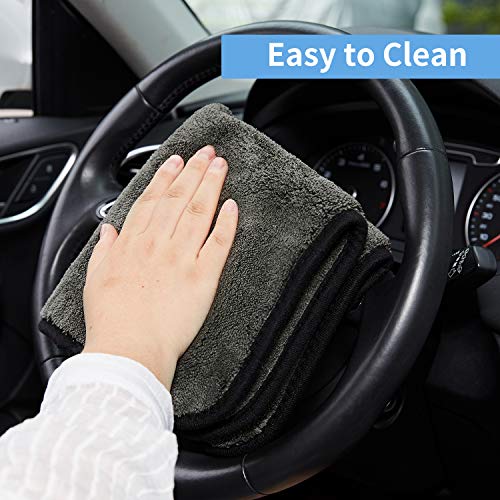 BMLEI Microfiber Car Cleaning Cloths,1200 GSM Ultra Thick Microfiber Towels for Cars, Soft Car Drying Towel for Washing, Polishing and Auto Detailing 16'' x 16'' (3 Pack)