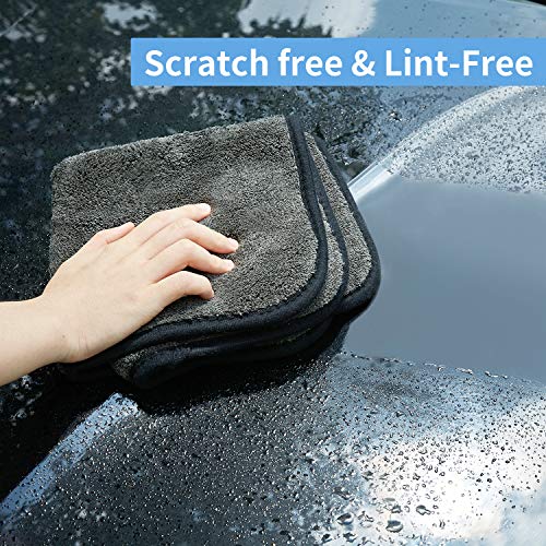 BMLEI Microfiber Car Cleaning Cloths,1200 GSM Ultra Thick Microfiber Towels for Cars, Soft Car Drying Towel for Washing, Polishing and Auto Detailing 16'' x 16'' (3 Pack)