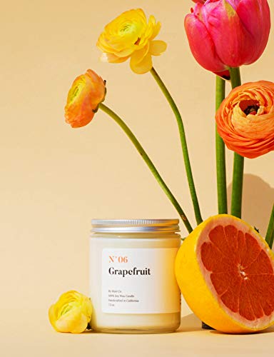 Mia's Co Grapefruit Scented Candle, Handmade with Natural Soy Wax and Cotton Wicks, 7.5 oz Minimalist Aromatherapy Candle for Home, Long Lasting Burning for Stress Relief, Candle Gift for Women