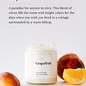 Mia's Co Grapefruit Scented Candle, Handmade with Natural Soy Wax and Cotton Wicks, 7.5 oz Minimalist Aromatherapy Candle for Home, Long Lasting Burning for Stress Relief, Candle Gift for Women