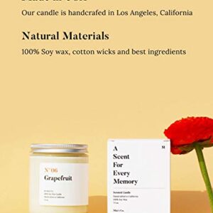 Mia's Co Grapefruit Scented Candle, Handmade with Natural Soy Wax and Cotton Wicks, 7.5 oz Minimalist Aromatherapy Candle for Home, Long Lasting Burning for Stress Relief, Candle Gift for Women