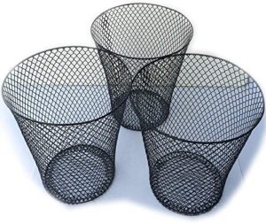 essentials wire mesh round waste basket | trash can mesh round open top wastebasket | recycling bins garbage waste baskets | wire mesh desk trash can | 3-pack office trash cans (black)