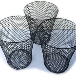 ESSENTIALS Wire Mesh Round Waste Basket | Trash Can Mesh Round Open Top Wastebasket | Recycling Bins Garbage Waste Baskets | Wire Mesh Desk Trash Can | 3-Pack Office Trash Cans (Black)