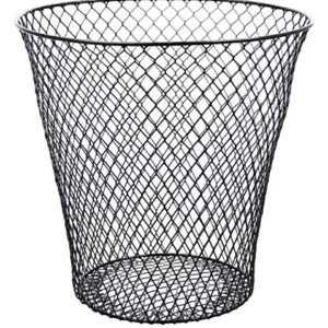 ESSENTIALS Wire Mesh Round Waste Basket | Trash Can Mesh Round Open Top Wastebasket | Recycling Bins Garbage Waste Baskets | Wire Mesh Desk Trash Can | 3-Pack Office Trash Cans (Black)