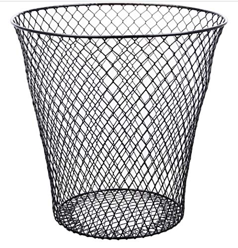 ESSENTIALS Wire Mesh Round Waste Basket | Trash Can Mesh Round Open Top Wastebasket | Recycling Bins Garbage Waste Baskets | Wire Mesh Desk Trash Can | 3-Pack Office Trash Cans (Black)