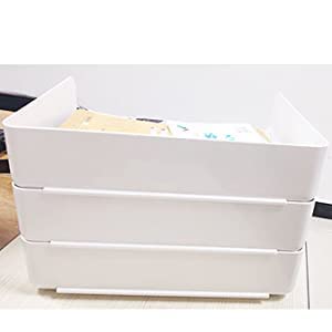 (3pcs Pack) HKeeper Stackable Clear Paper Trays. Desktop Racks,for Desk File Rack,Letter Tray,Accessories Tray for Desktop,A4 Paper Holder,Supplies,Magazine,File Documents,Receipts(White)