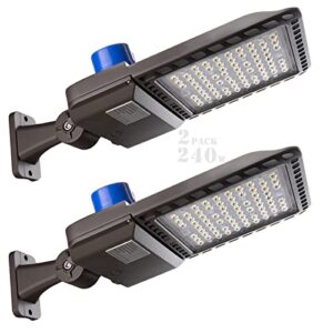 Lightdot 240W LED Parking Lot Lights Commercial (33600Lm Eqv 1000W HPS) 5000K Adjustable Arm Mount Pole Light with Dusk to Dawn Photocell, IP65 Waterproof LED Parking Lot Lights Outdoor - 2Pack