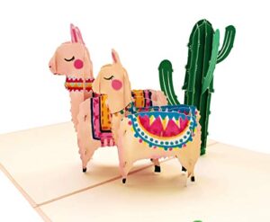 igifts and cards cute llamas family 3d pop up greeting card – happy birthday, friendship, thank you, celebration, congratulations, all occasion, bon voyage, just because, thinkinng of you, fun