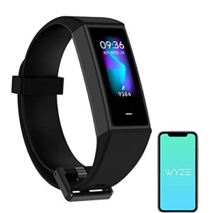wyze band fitness tracker with alexa built-in, activity tracker watch with heart rate monitor, smart fitness band with step counter, calorie counter, pedometer water resistant, black