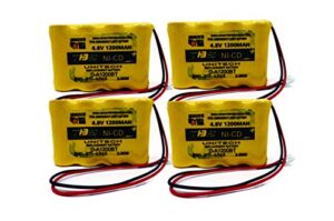 4pc unitech d-a1200bt, sl026-139 emergency light battery 4.8v 1.2ah