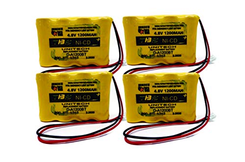 4PC UNITECH D-A1200BT, SL026-139 Emergency Light Battery 4.8V 1.2Ah