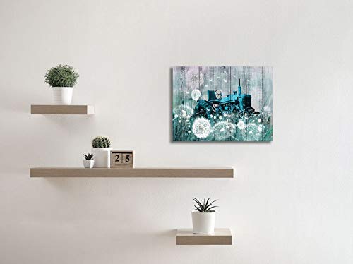 Mofutinpo Bathroom Teal Decor Dream Tractors Dandelion Canvas Wall Art Farmhouse Room Decor for Bedroom Walls Aesthetic House Wall Decor 12x16 inches