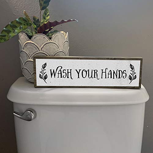 ANVEVO Wash Your Hands - Metal Wood Sign Light – Cute & Funny Wall Bathroom Decor - Rustic Wall Art - Modern Home Décor - Farmhouse Bathroom Decorations