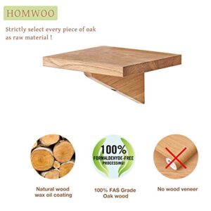 HOMWOO Oak Floating Shelf FAS Grade Solid Wood Wall Shelf Triangle Small Shelf for Bedroom,Living Room,Bathroom,Office,Kitchen (Small)