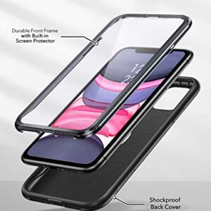 YOUMAKER Metallic Designed for iPhone 11 Case, Full Body Rugged with Built-in Screen Protector Heavy Duty Protection Slim Fit Shockproof Cover for iPhone 11 Case 6.1 Inch-Black