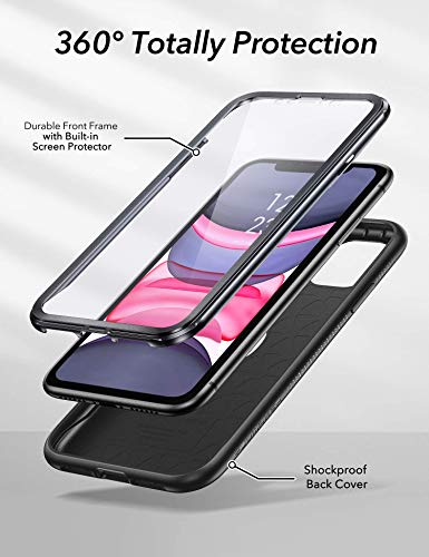 YOUMAKER Metallic Designed for iPhone 11 Case, Full Body Rugged with Built-in Screen Protector Heavy Duty Protection Slim Fit Shockproof Cover for iPhone 11 Case 6.1 Inch-Black